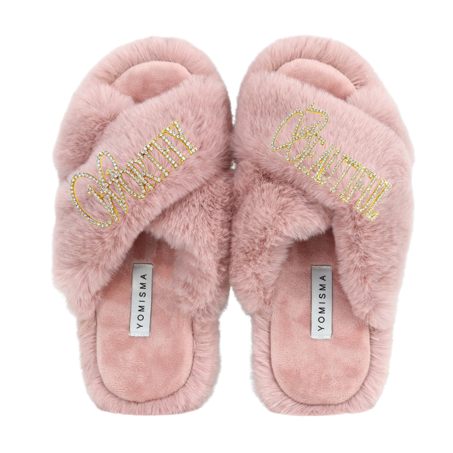 Faux Fur Slippers - Global Recycled Standard Certified with Worthy + Beautiful Embellishment