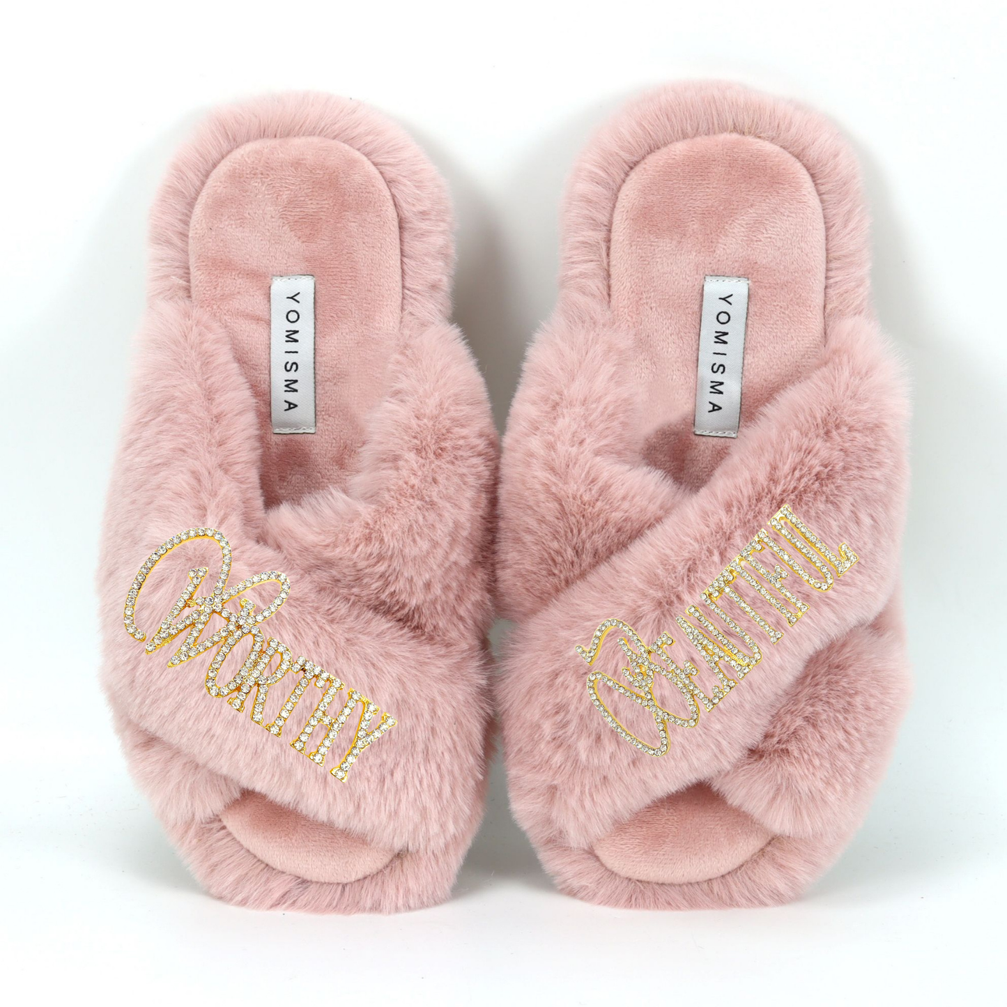 Faux Fur Slippers - Global Recycled Standard Certified with Worthy + Beautiful Embellishment