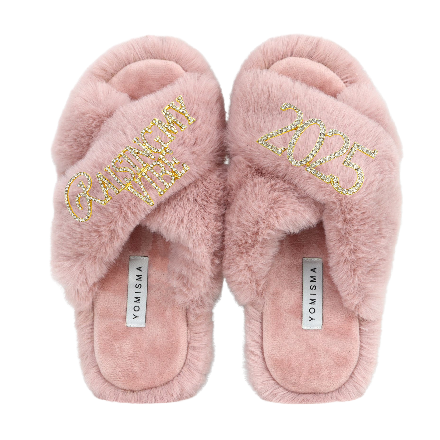 Faux Fur Slippers - Global Recycled Standard Certified with Raising My Vibe + 2025 Embellishment