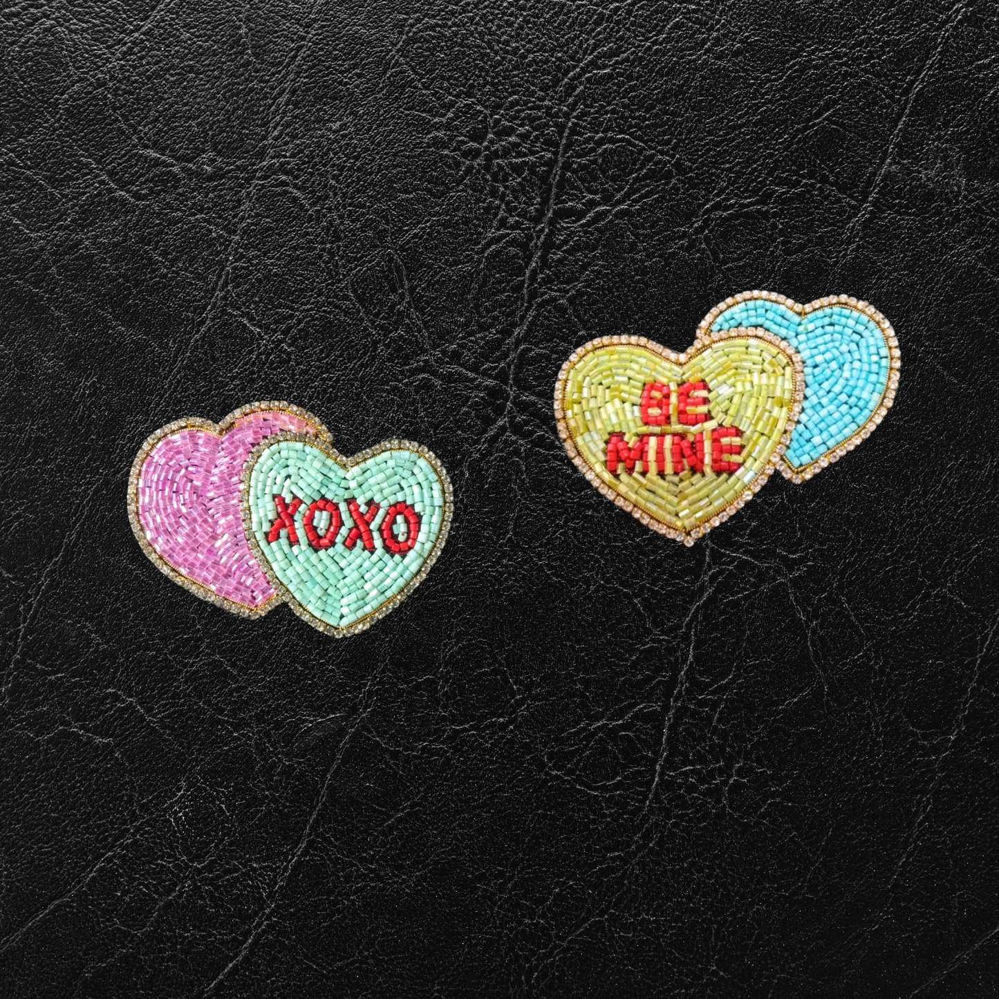 Faux Fur Slippers - Global Recycled Standard Certified with Valentines "Be Mine/XO"  Embellishments